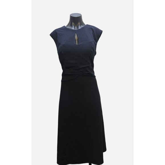 London Times Navy Cap Sleeve Dress Size 12 - Picture 1 of 6